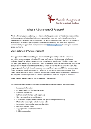 What Is A Statement Of Purpose