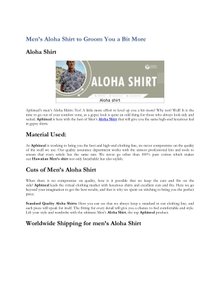 Men’s Aloha Shirt to Groom You a Bit More