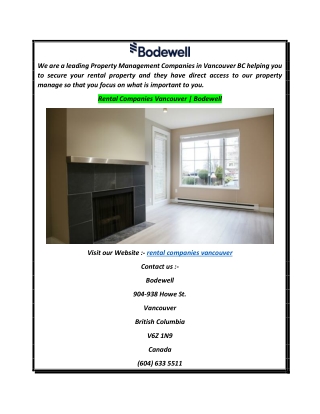 Rental Companies Vancouver  Bodewell