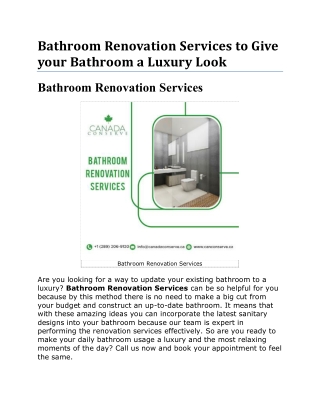 Offering you Wonderful Bathroom Renovation Services in Homes and Offices