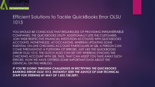 How to troubleshoot QuickBooks Error OLSU 1013 step by step