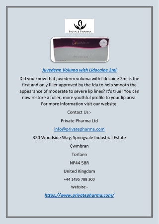 Beauty Procedures - Juvederm Voluma With Lidocaine