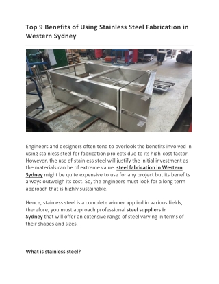 Stainless Steel Fabrication in Western Sydney
