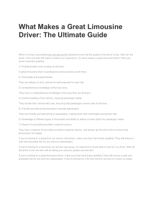 What Makes a Great Limousine Driver The Ultimate Guide