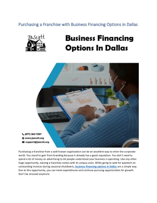 Purchasing a Franchise with Business Financing Options in Dallas