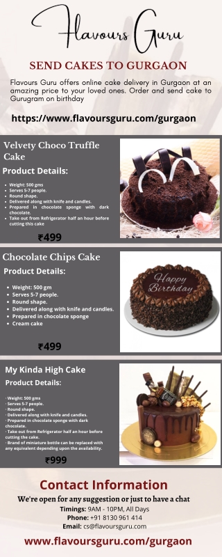 Online Cake Delivery Same Day in Gurgaon - Flavours Guru