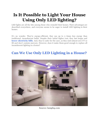 Is It Possible to Light Your House Using Only LED lighting_