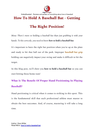 How to hold a baseball bat