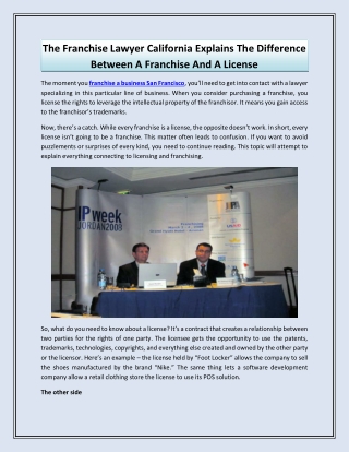 The Franchise Lawyer California Explains The Difference Between A Franchise And A License