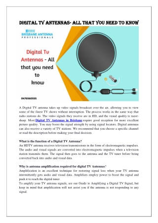 Digital Tv Antennas- All That You Need To Know