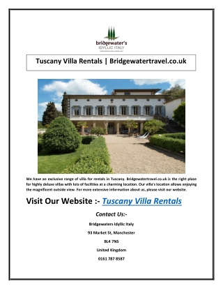 Tuscany Villa Rentals | Bridgewatertravel.co.uk