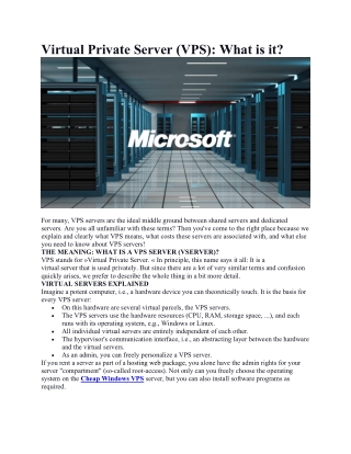 Virtual Private Server what is it