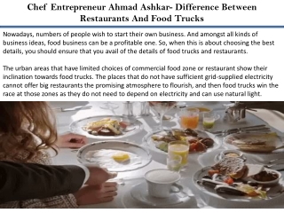 Chef Entrepreneur Ahmad Ashkar- Difference Between Restaurants And Food Trucks