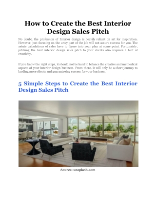How to Create the Best Interior Design Sales Pitch