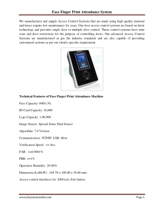 Face Finger Print Attendance System