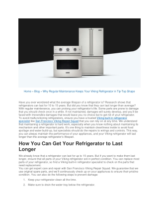 Why Regular Maintenance Keeps Your Viking Refrigerator in Tip-Top Shape