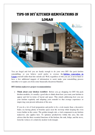 Tips on DIY Kitchen Renovations in Logan