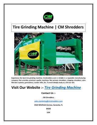 Tire Grinding Machine | CM Shredders