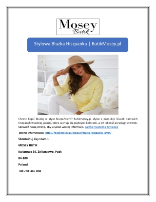 Stylowa Bluzka Hiszpanka | ButikMosey.pl