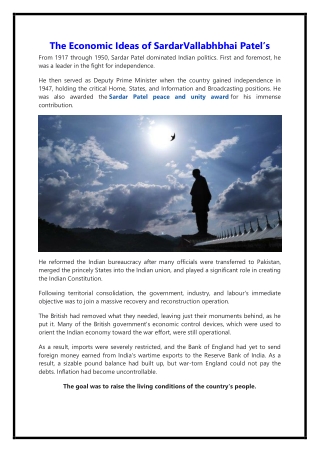 Sardar Vallabhbhai Patel's Economic Insights