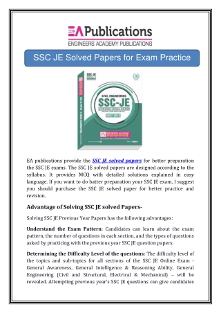 SSC JE Solved Papers For Exam Practice