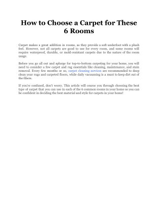 How to Choose a Carpet for These 6 Rooms