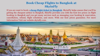 Book Cheap Flights to Bangkok