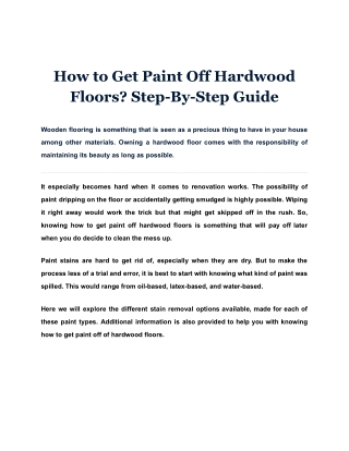 How to Get Paint Off Hardwood Floors? Step-By-Step Guide