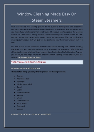 Window Cleaning Made Easy On Steam Steamers