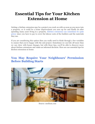 Essential Tips for Your Kitchen Extension at Home