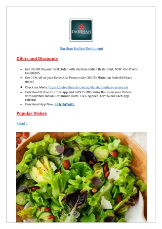 $5 Off- Darshan Indian Takeaway Restaurant Gladesville,NSW