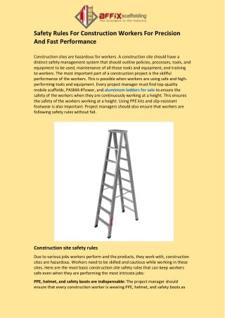 Safety Rules For Construction Workers For Precision And Fast Performance
