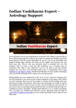 Indian Vashikaran Expert – Astrology Support