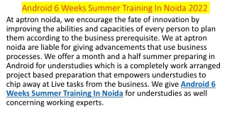 Android 6 Weeks Summer Training In Noida