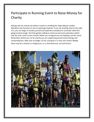 Participate in Running Event to Raise Money for Charity