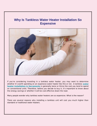 Why Is Installing a Tankless Water Heater So Expensive?