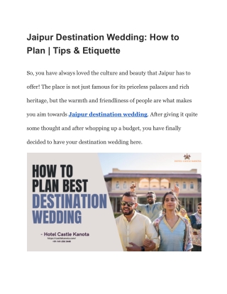 Destination wedding in jaipur