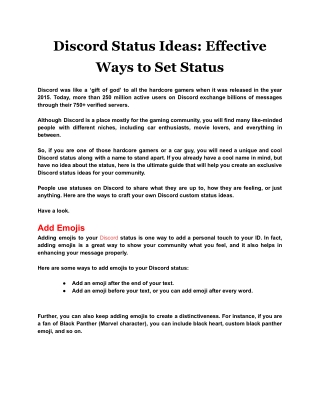Discord Status Ideas: Effective Ways to Set Status