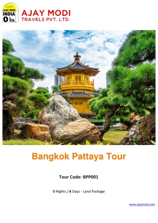 Bangkok Pattaya Tour with Ajay Modi Travels