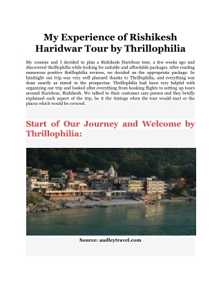 My Experience of Rishikesh Haridwar Tour by Thrillophilia