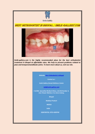 Best Orthodontist In Bhopal | Smile-gallery.com