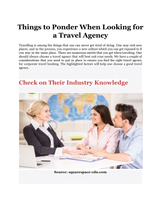 Things to Ponder When Looking for a Travel Agency