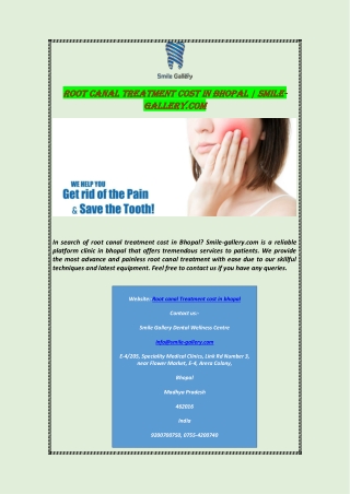 Root Canal Treatment Cost In Bhopal | Smile-gallery.com
