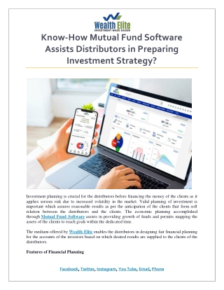 Know-How Mutual Fund Software Assists Distributors in Preparing Investment Strategy
