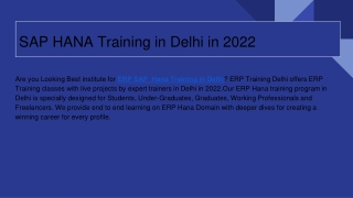 SAP HANA Training in Delhi in 2022