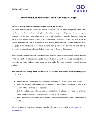 How to Maximize your Business Reach with Website Design?