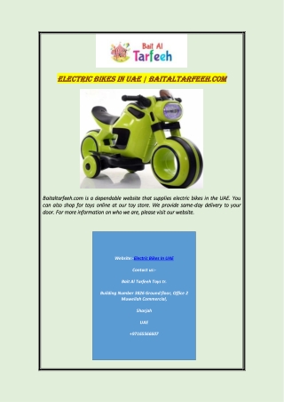 Electric Bikes In UAE | Baitaltarfeeh.com