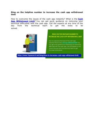 Ring on the helpline number to increase the cash app withdrawal limit