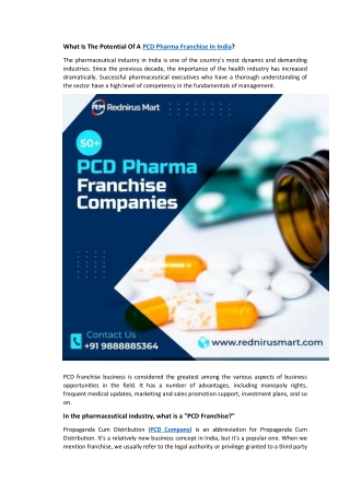 What Is The Potential Of A PCD Pharma Franchise In India