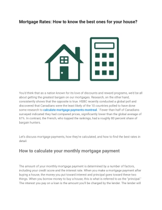Mortgage Rates_ How to know the best ones for your house
